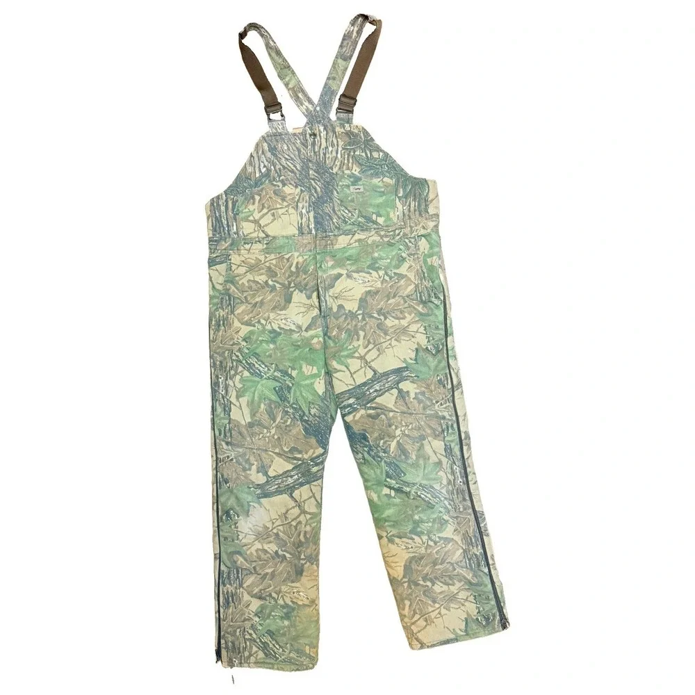 Duxbak Realtree Camo Insulated Hunting Bib Overalls Men's Large Zip Leg